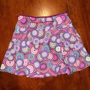 Sparkle Skirt Hiker Size L Pink and Purple swirl. Running shorts with pockets